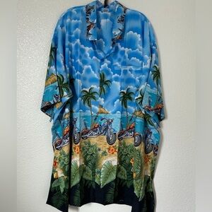 Happy Bay Hawaiian Motorcycles Men’s Button Front Lightweight shirt~4XL